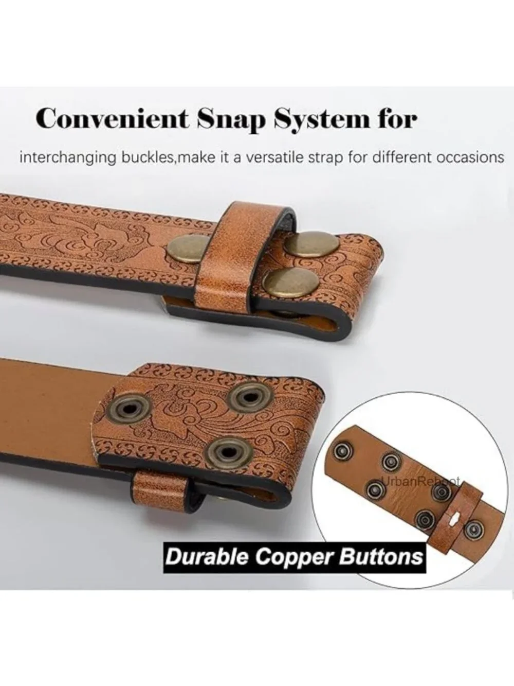Retro Western PU-Leather Belt Strap Without Buckle 1.5